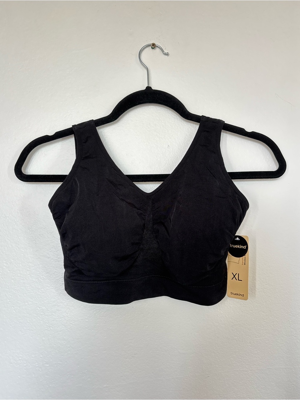 Truekind Black Everyday Throw on Wireless Bralette Bra Comfy XL